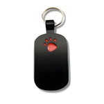 Black with Red Paw Print Pet Tag