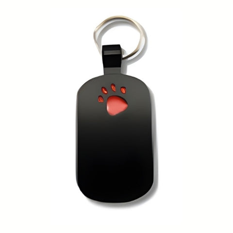 Black with Red Paw Print Pet Tag