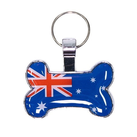 Pet Tag Australian Flag Bone