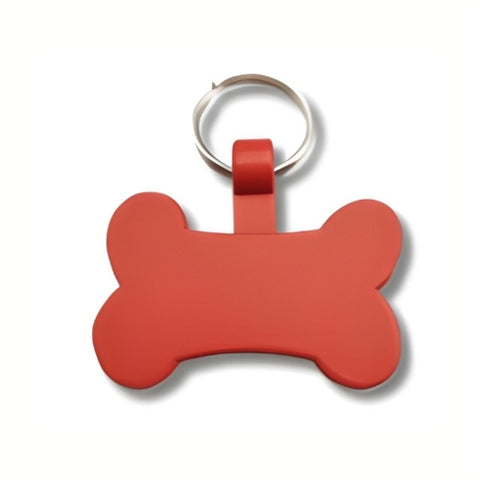 Red Powder Coated Pet Tag Bone