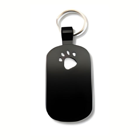 Black with White Paw Print Pet Tag