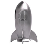 Rocket Ship Money Box Pewter Finish