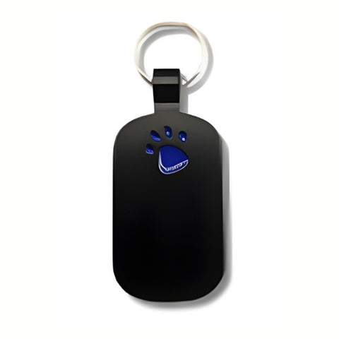 Black with Blue Paw Print Pet Tag