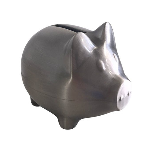 Piggy Bank Money Box Pewter Finish